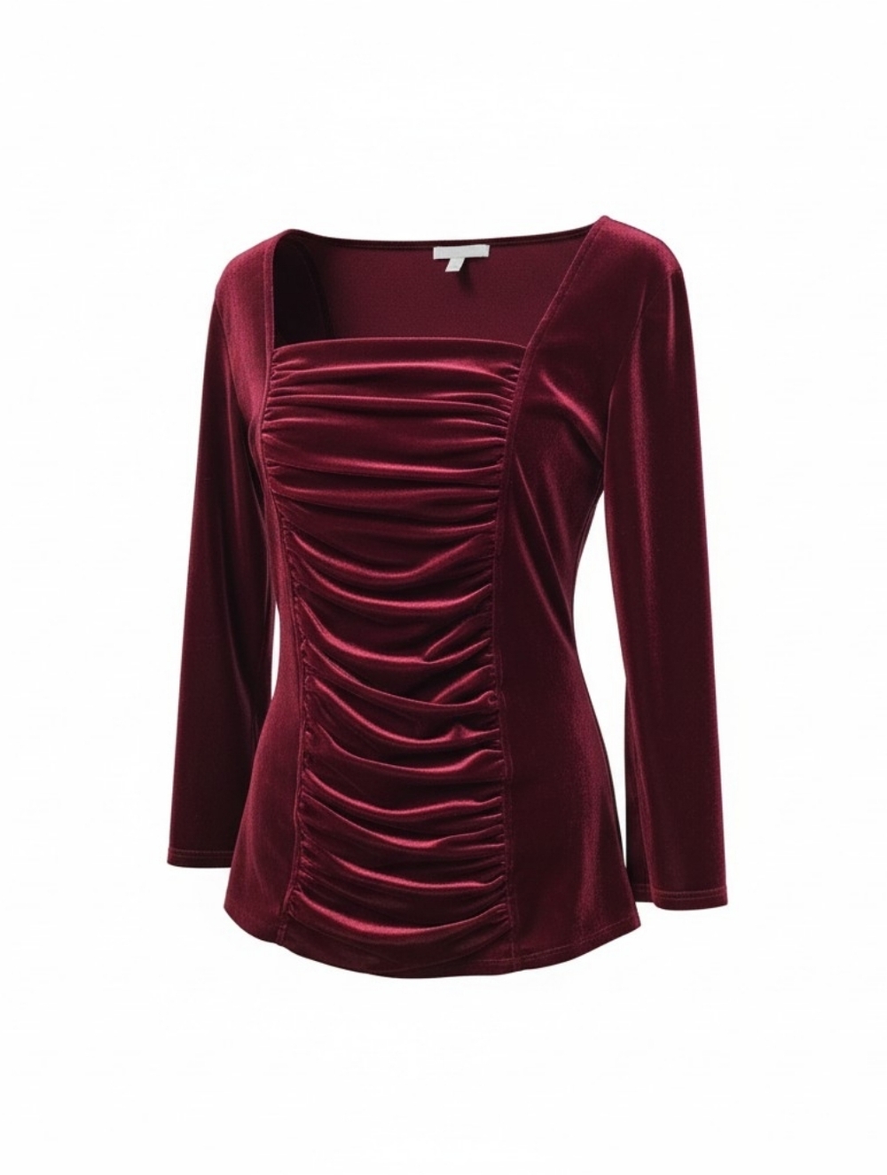 Boston Proper Burgandy Long Sleeve Whimsigoth  Velvet Top S
